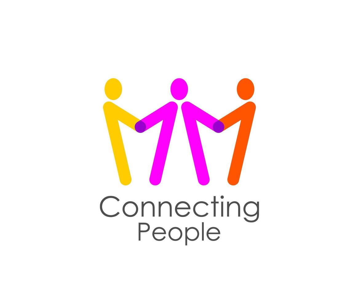 Connecting people icon, teamwork union community vector