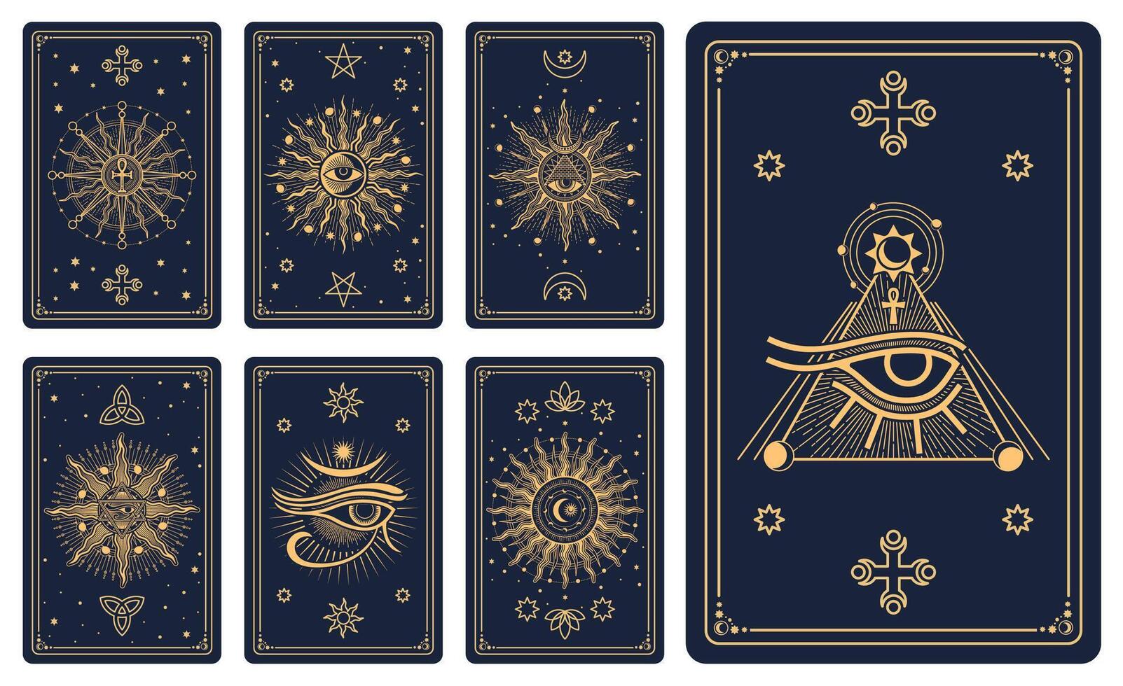 Tarot cards, magic esoteric signs, mystic symbols vector