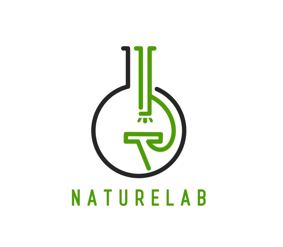 Nature lab icon, green product laboratory emblem vector