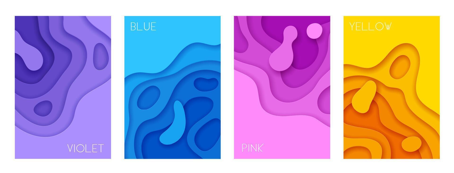 Color abstract shape paper cut 3D layer background vector