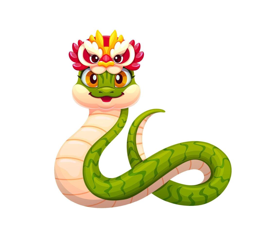Chinese lunar New Year snake in dragon mask vector