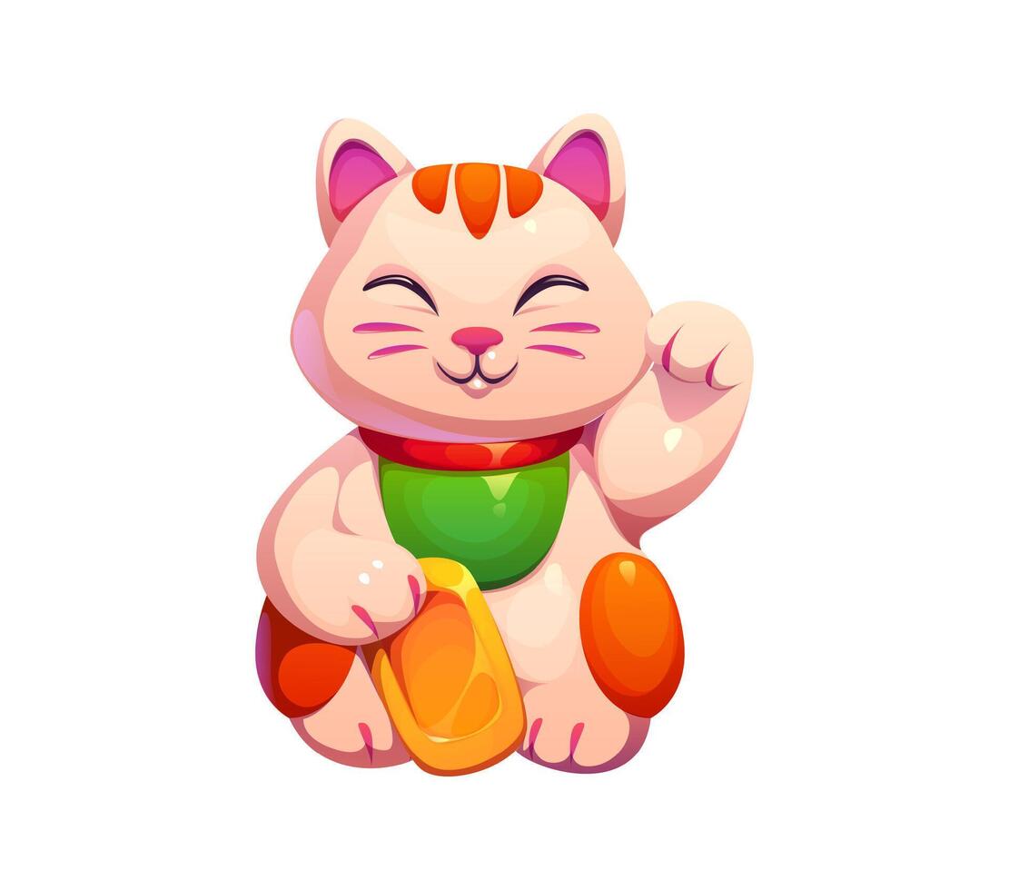 Cartoon lucky Japanese maneki neko lucky cat vector