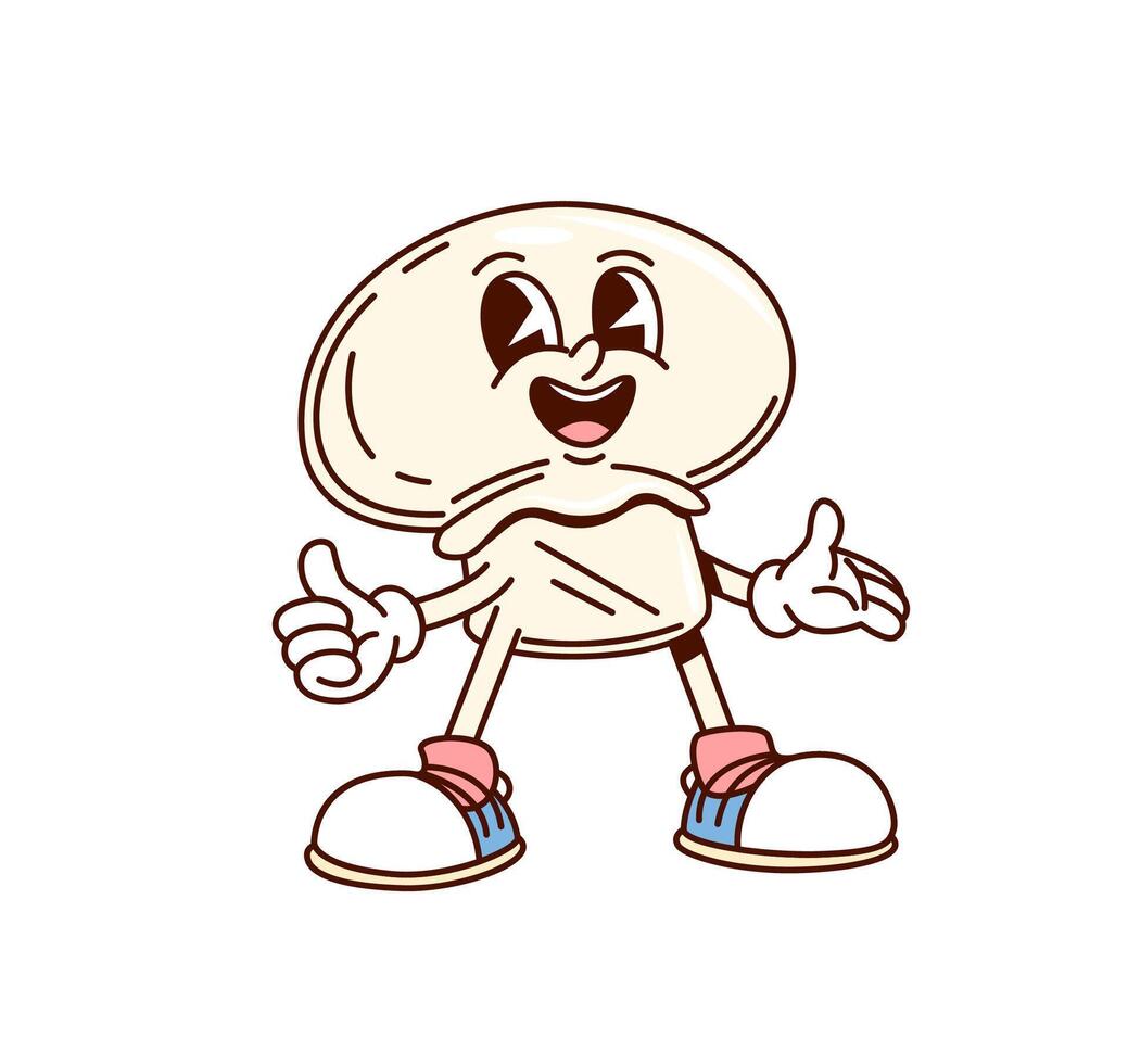 Groovy champignon mushroom vegetable character vector