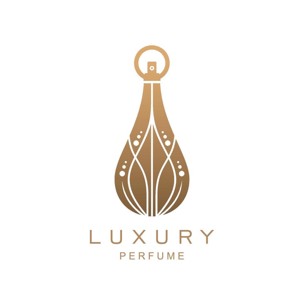 Luxury golden bottle perfume fragrance icon vector