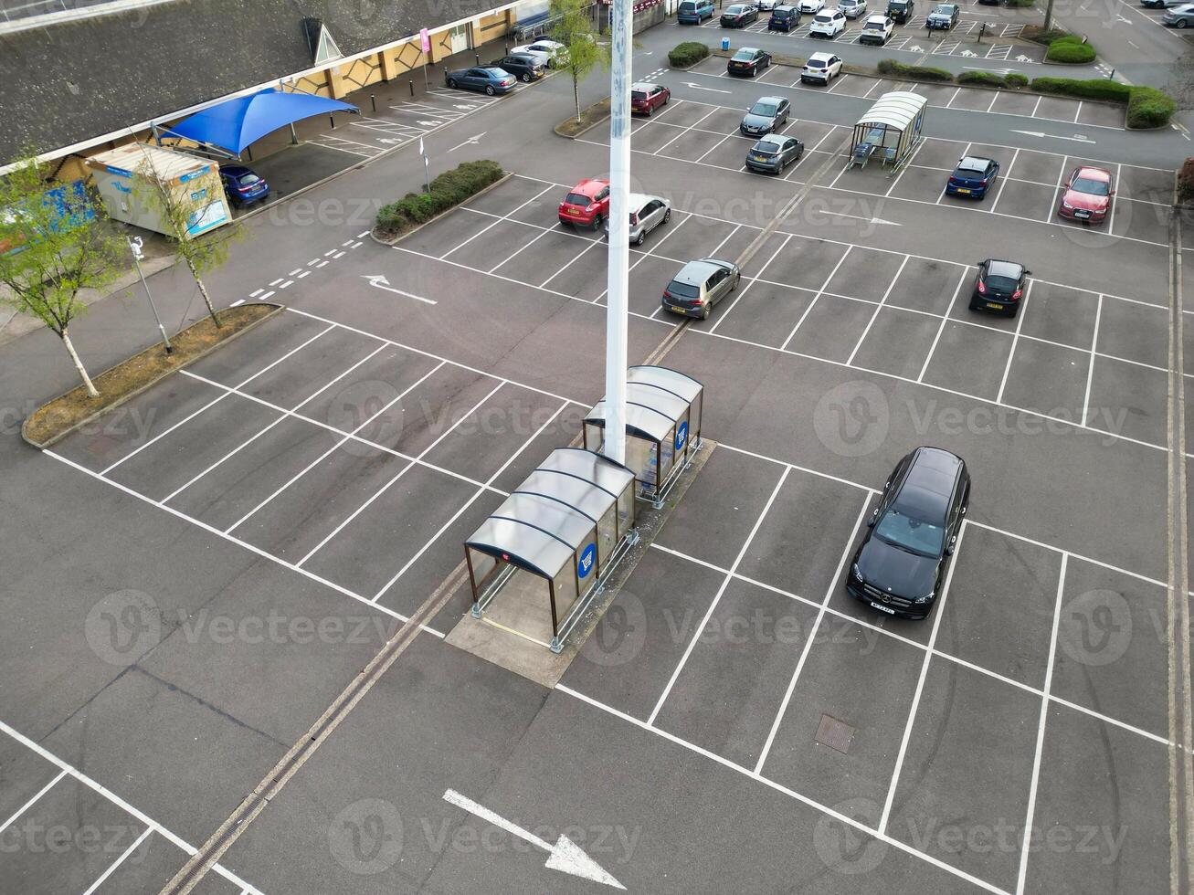 Aerial View of Bedford City of Bedfordshire, England UK During Windy and Cloudy Day. April 5th, 2024. High Angle Footage Was Captured with Drone's Camera. photo
