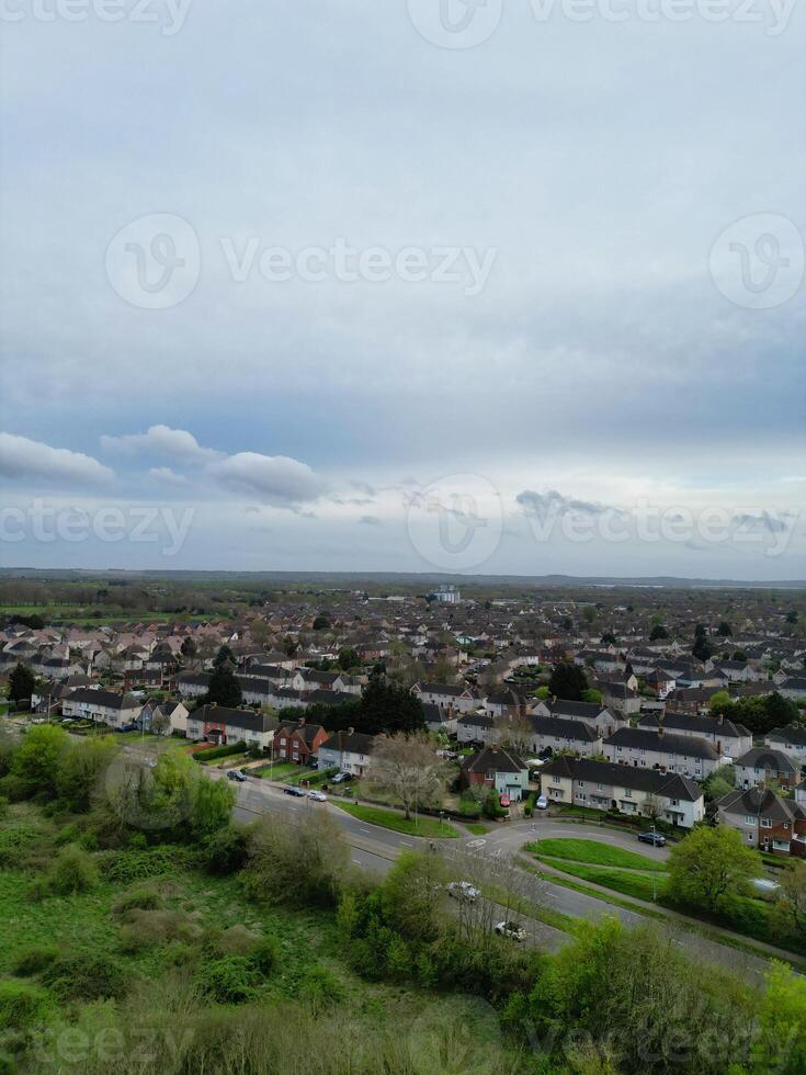 Aerial View of Bedford City of Bedfordshire, England UK During Windy and Cloudy Day. April 5th, 2024. High Angle Footage Was Captured with Drone's Camera. photo