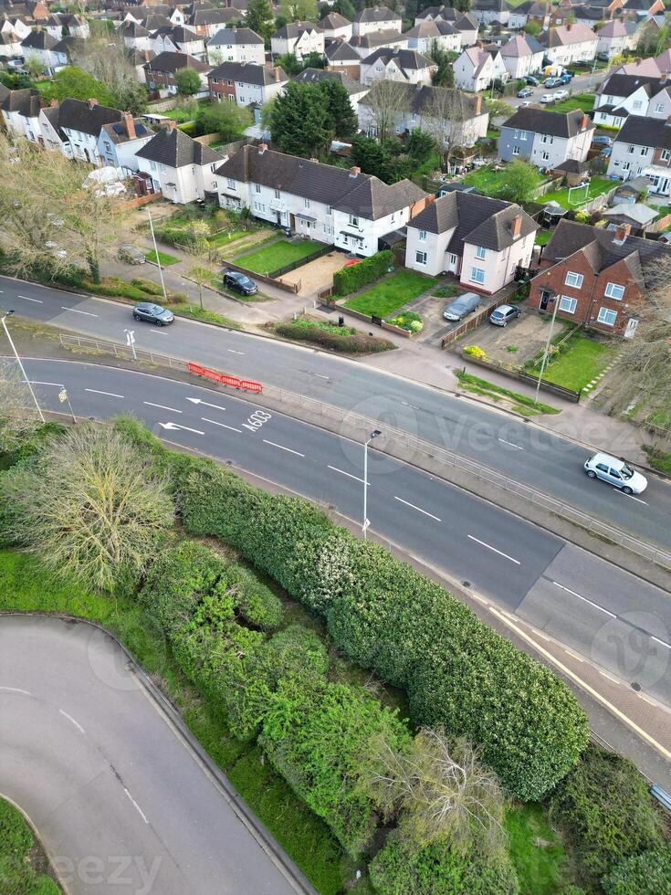 Aerial View of Bedford City of Bedfordshire, England UK During Windy and Cloudy Day. April 5th, 2024. High Angle Footage Was Captured with Drone's Camera. photo