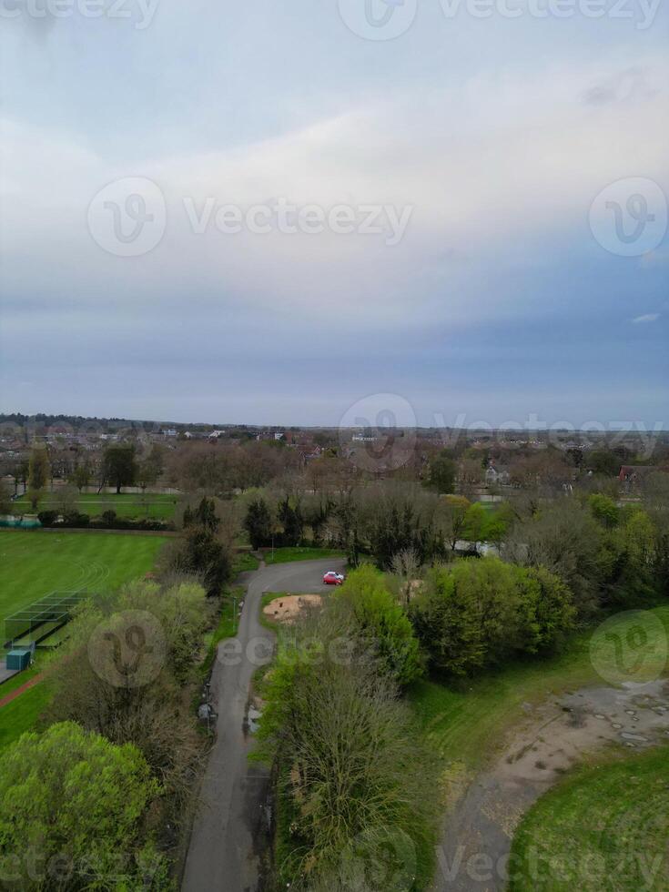 Aerial View of Bedford City of Bedfordshire, England UK During Windy and Cloudy Day. April 5th, 2024. High Angle Footage Was Captured with Drone's Camera. photo