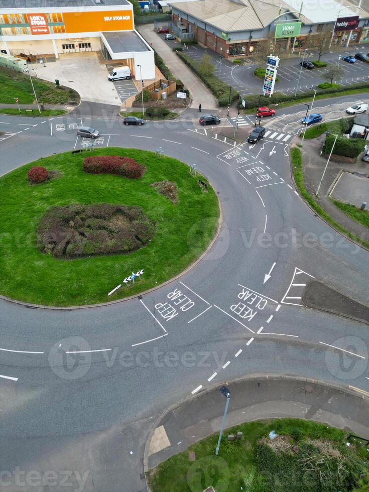Aerial View of Bedford City of Bedfordshire, England UK During Windy and Cloudy Day. April 5th, 2024. High Angle Footage Was Captured with Drone's Camera. photo