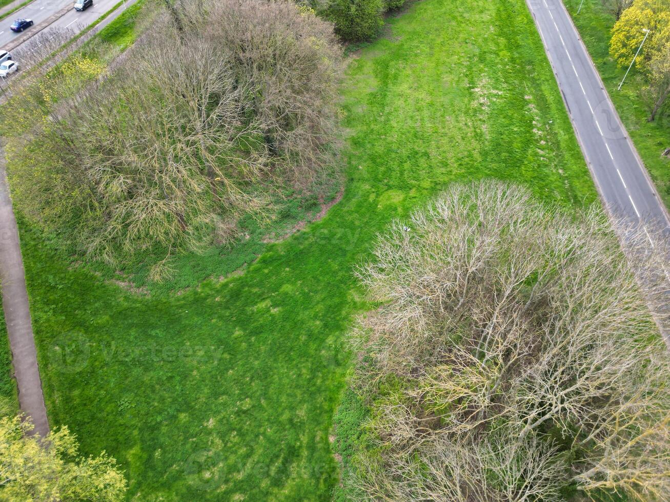 Aerial View of Bedford City of Bedfordshire, England UK During Windy and Cloudy Day. April 5th, 2024. High Angle Footage Was Captured with Drone's Camera. photo