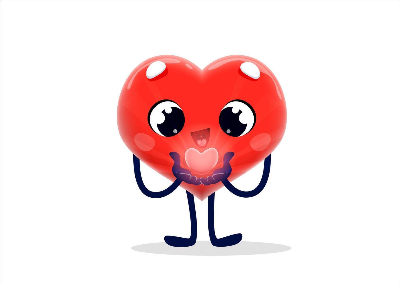 Cartoon cheerful heart character with love in hand vector