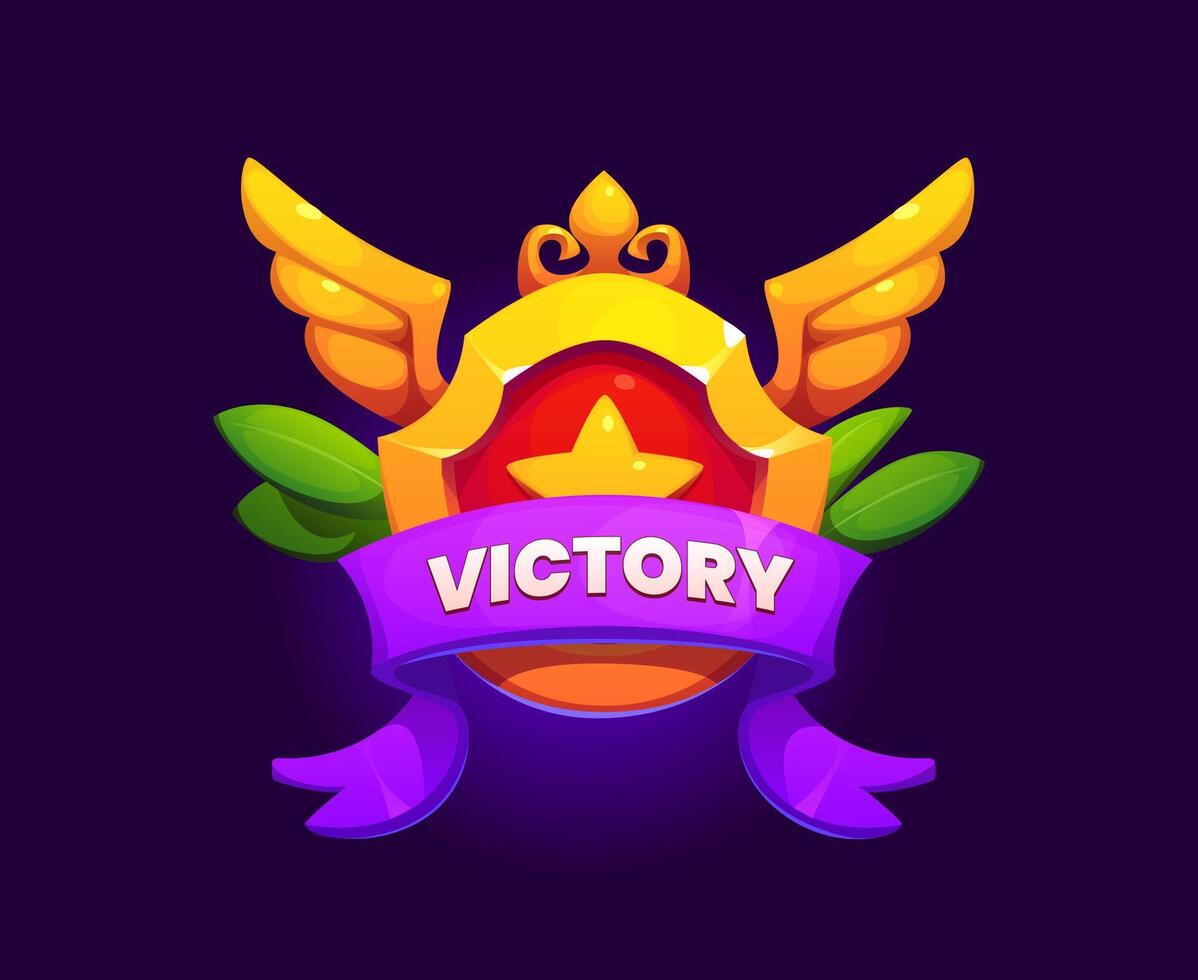 Victory award icon for game UI, win award badge vector