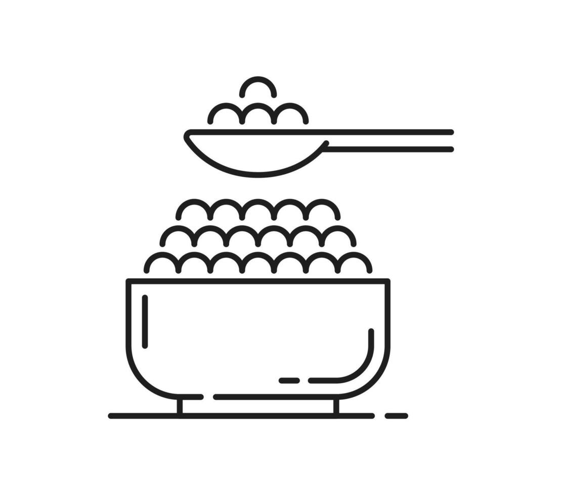 Salmon fish meat fresh caviar thin line icon vector