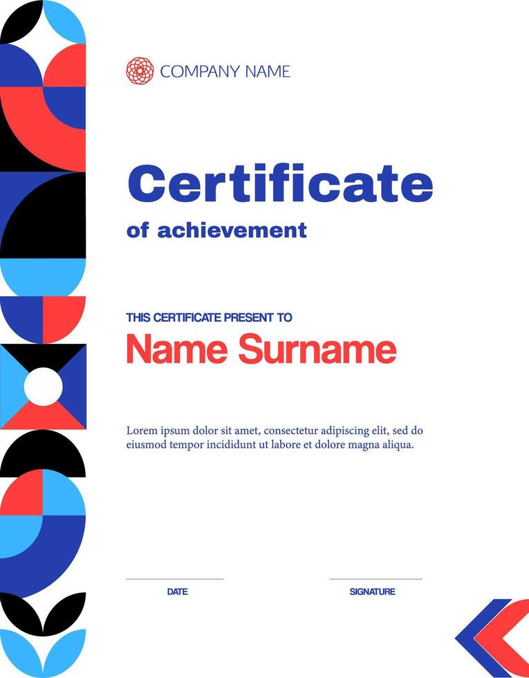 Certificate of achievement template with pattern vector