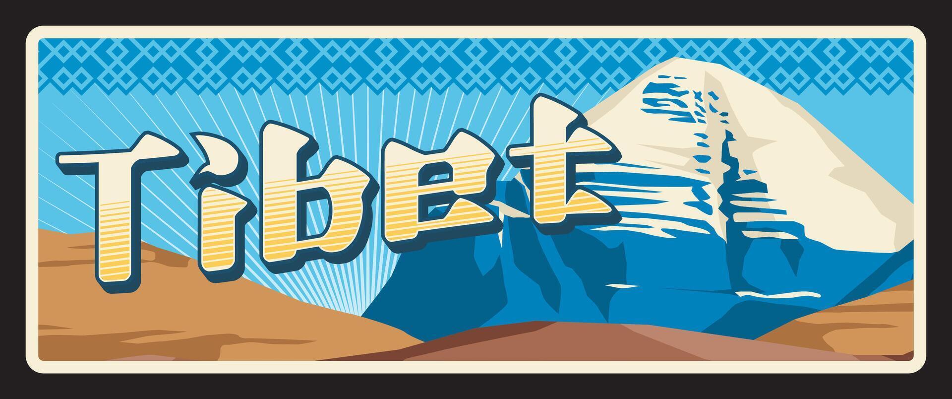 Tibet Chinese Autonomous Region, travel plate vector