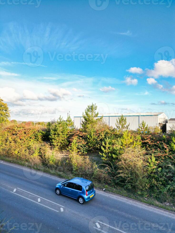 Aerial view of North Luton City of England UK. Aerial Footage Was Captured with Drone's Camera on October 17th, 2024 at Just Before Sunset Time. photo