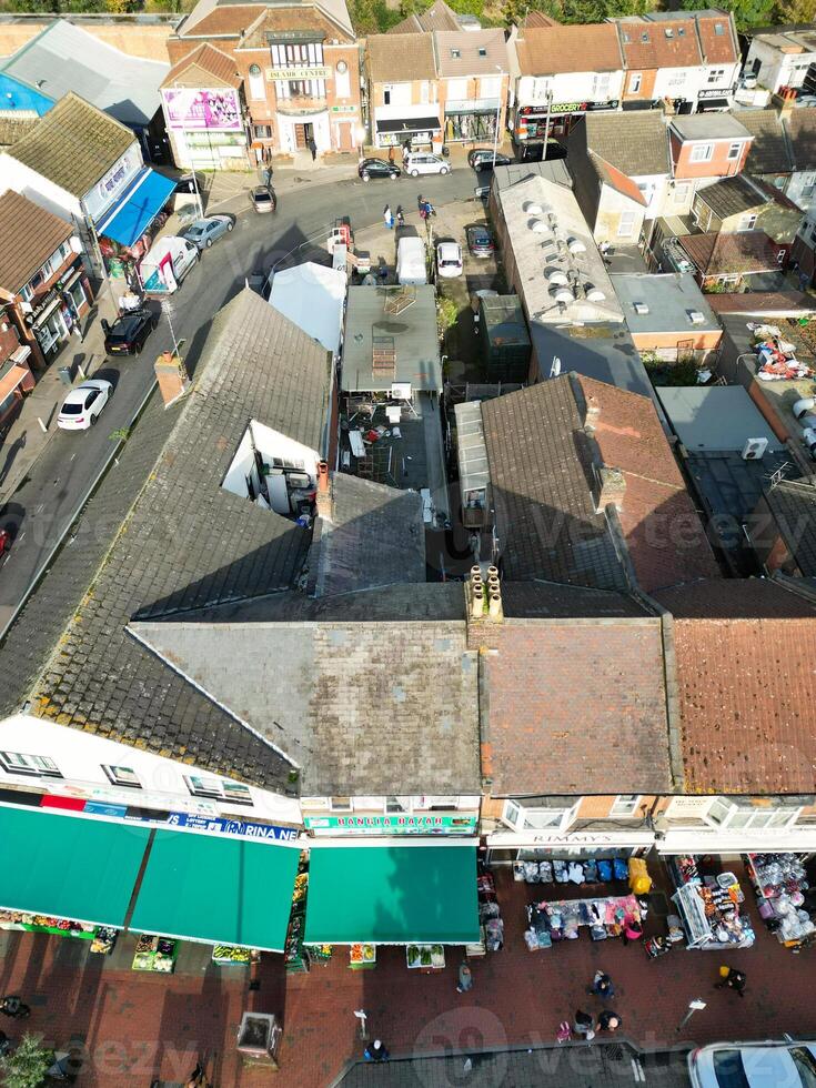 Aerial view of North Luton City of England UK. Aerial Footage Was Captured with Drone's Camera on October 17th, 2024 at Just Before Sunset Time. photo
