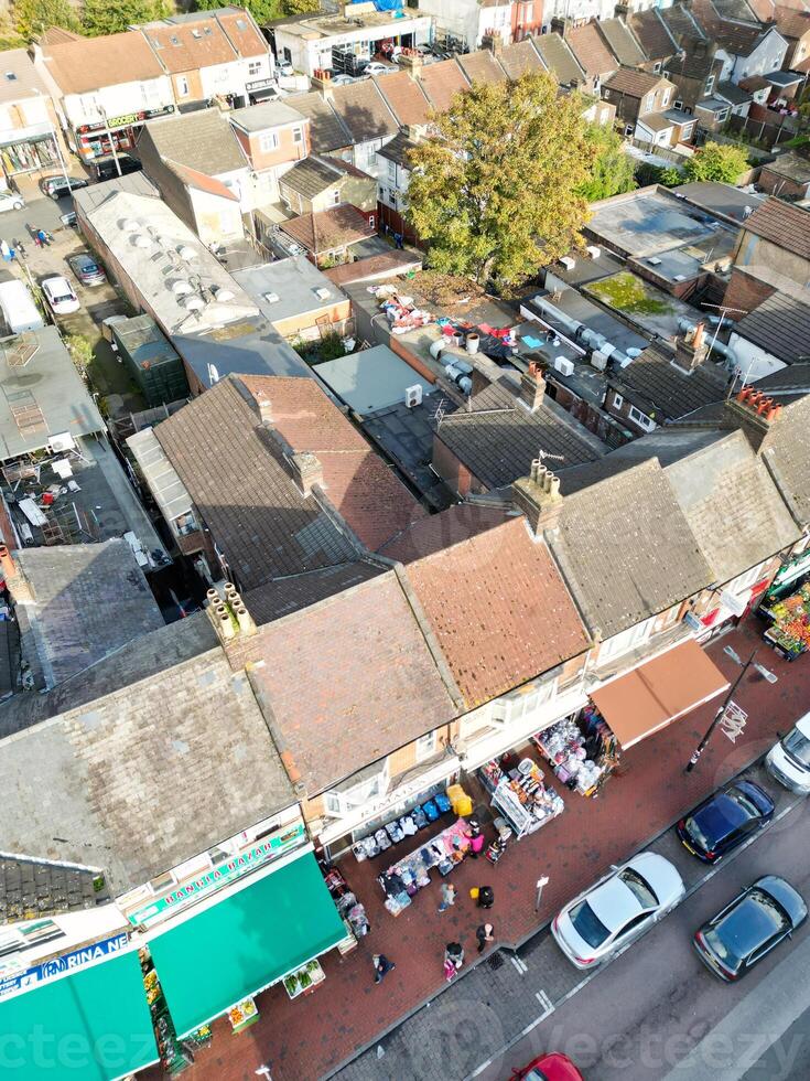 Aerial view of North Luton City of England UK. Aerial Footage Was Captured with Drone's Camera on October 17th, 2024 at Just Before Sunset Time. photo