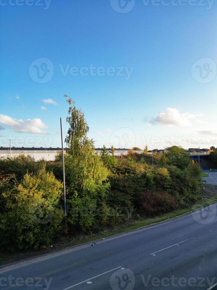 Aerial view of North Luton City of England UK. Aerial Footage Was Captured with Drone's Camera on October 17th, 2024 at Just Before Sunset Time. photo
