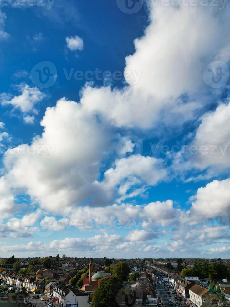 Aerial view of North Luton City of England UK. Aerial Footage Was Captured with Drone's Camera on October 17th, 2024 at Just Before Sunset Time. photo