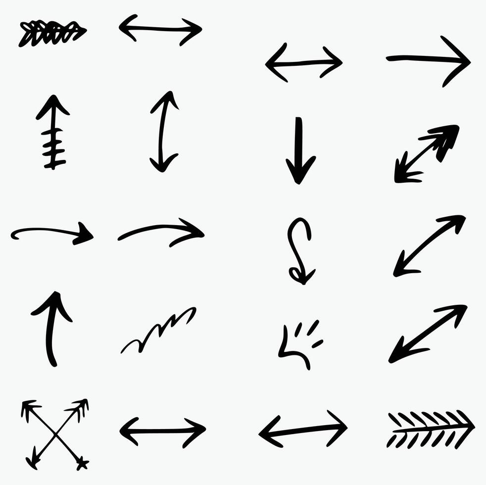 A set of arrows drawn in black ink vector
