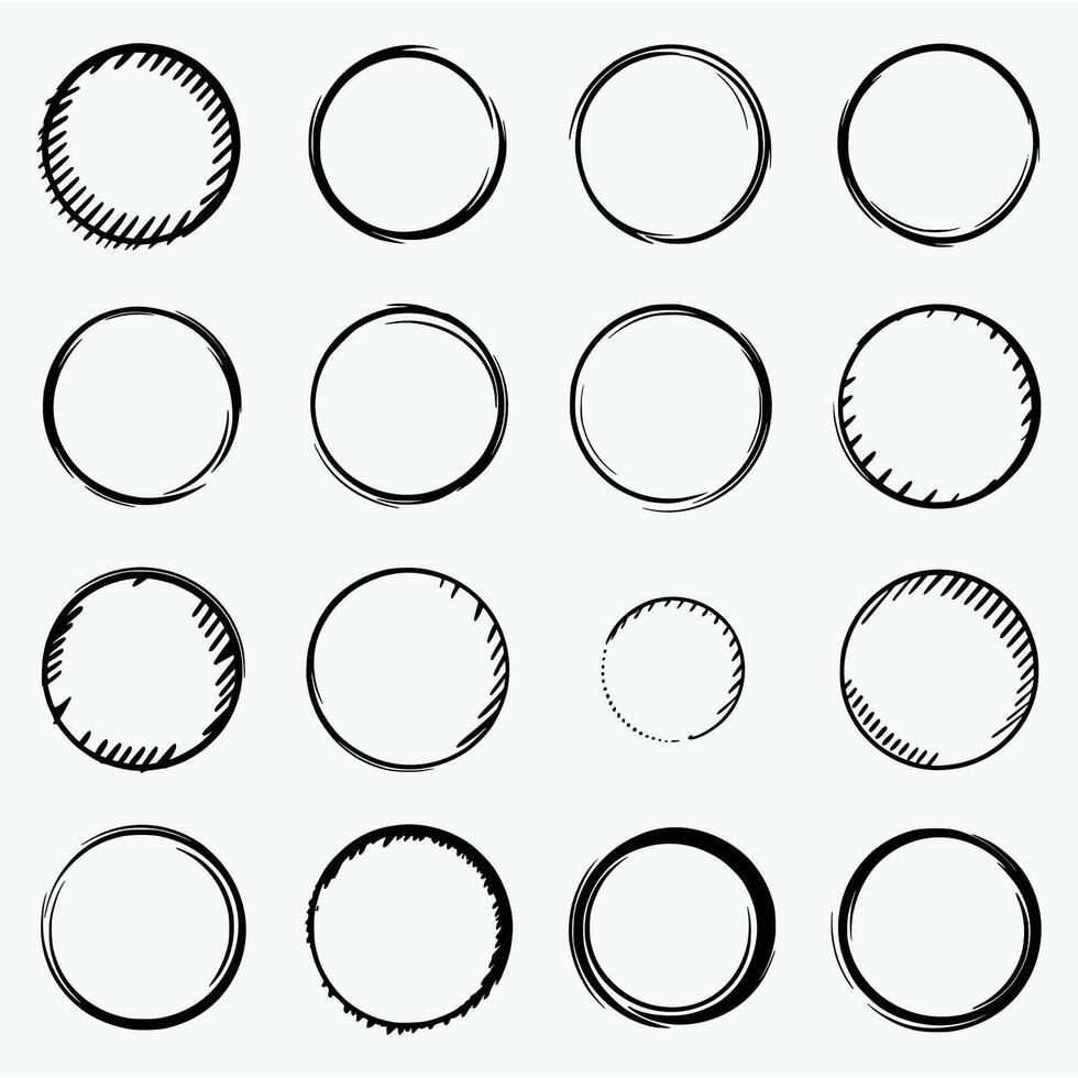 A set of black and white circles with different shapes vector
