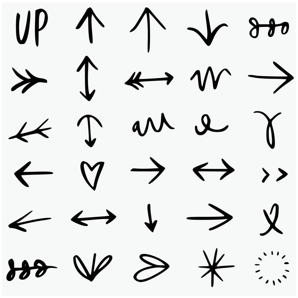 A set of hand drawn arrows and arrows vector