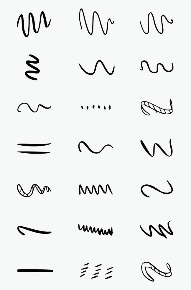 A set of different hand drawn scribbles vector