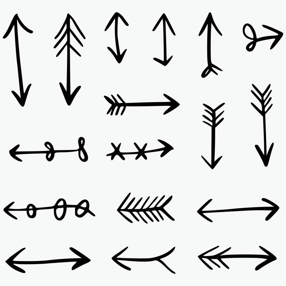 Hand drawn arrows on white background vector