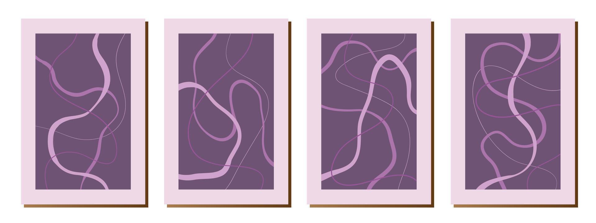 Set of stylish templates with organic abstract shapes and lines in nude colors. Pastel background in minimalist style. Contemporary style. vector