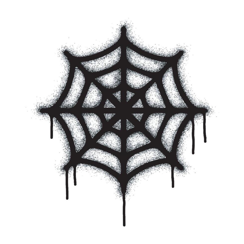 Spray painted spider web sign black on white. spider trap symbol. isolated on white background. vector