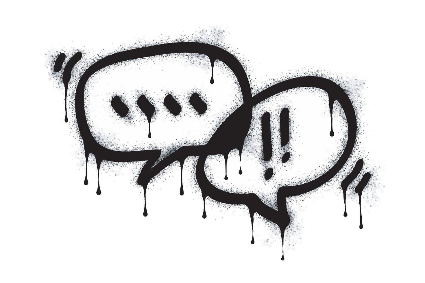 Set of Spray painted graffiti Speech bubble in black over white. bubble drip symbol. isolated on white background. vector