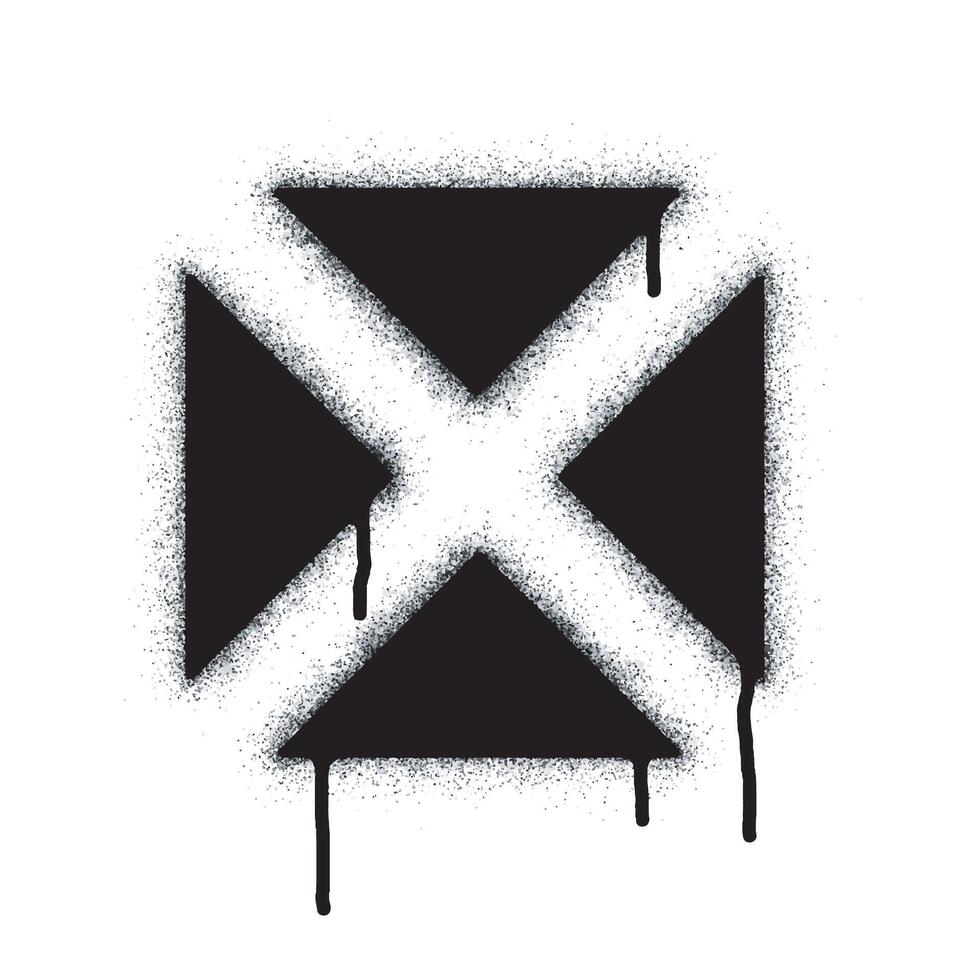 Spray Paint Graffiti Sign NO Sprayed isolated on white background. oversprayed x square graffiti font in black on white. vector