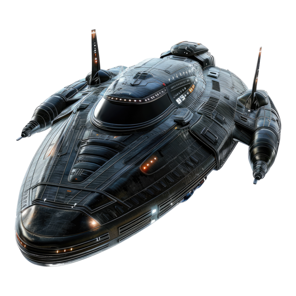 ein futuristisch Raumschiff ist gezeigt im das dunkel png