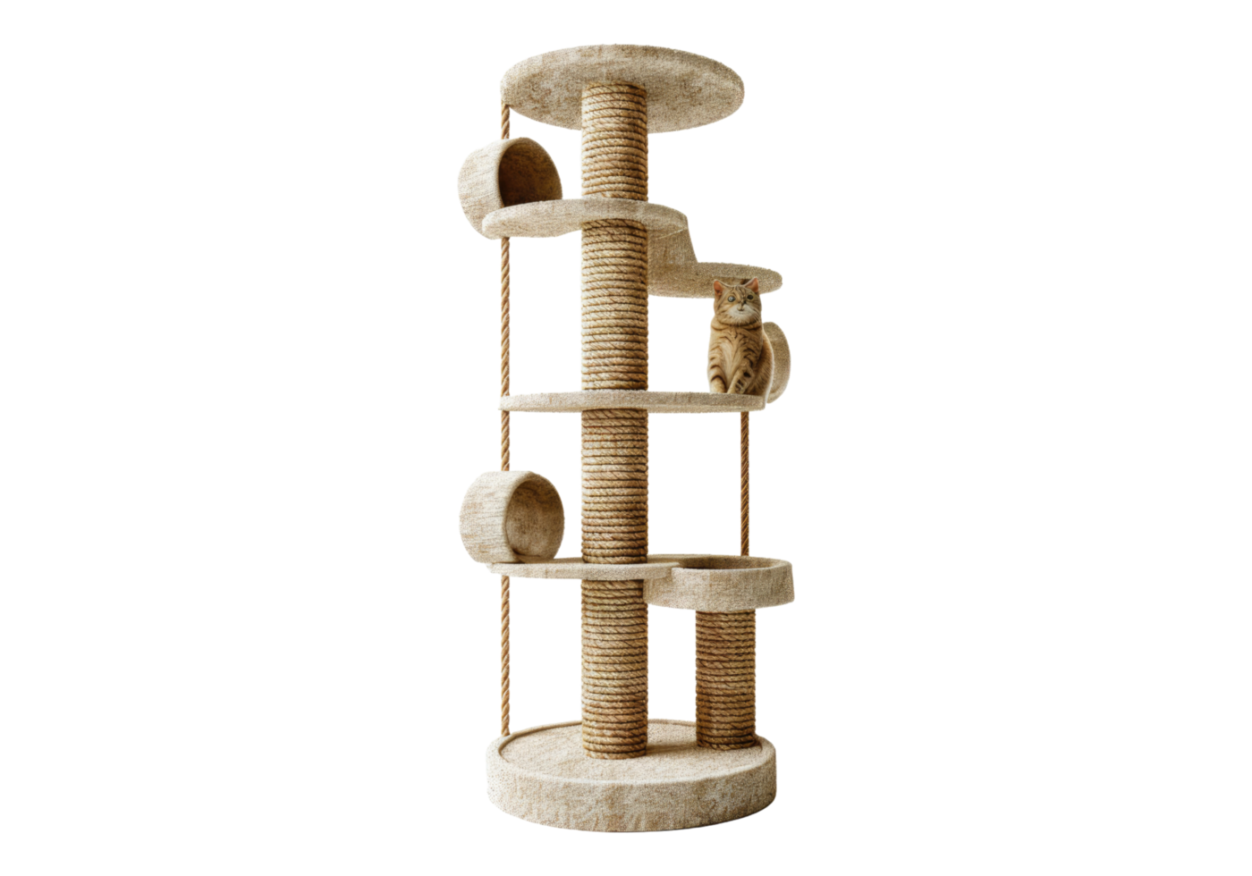 A cat tree with a ladder and a ladder on top png