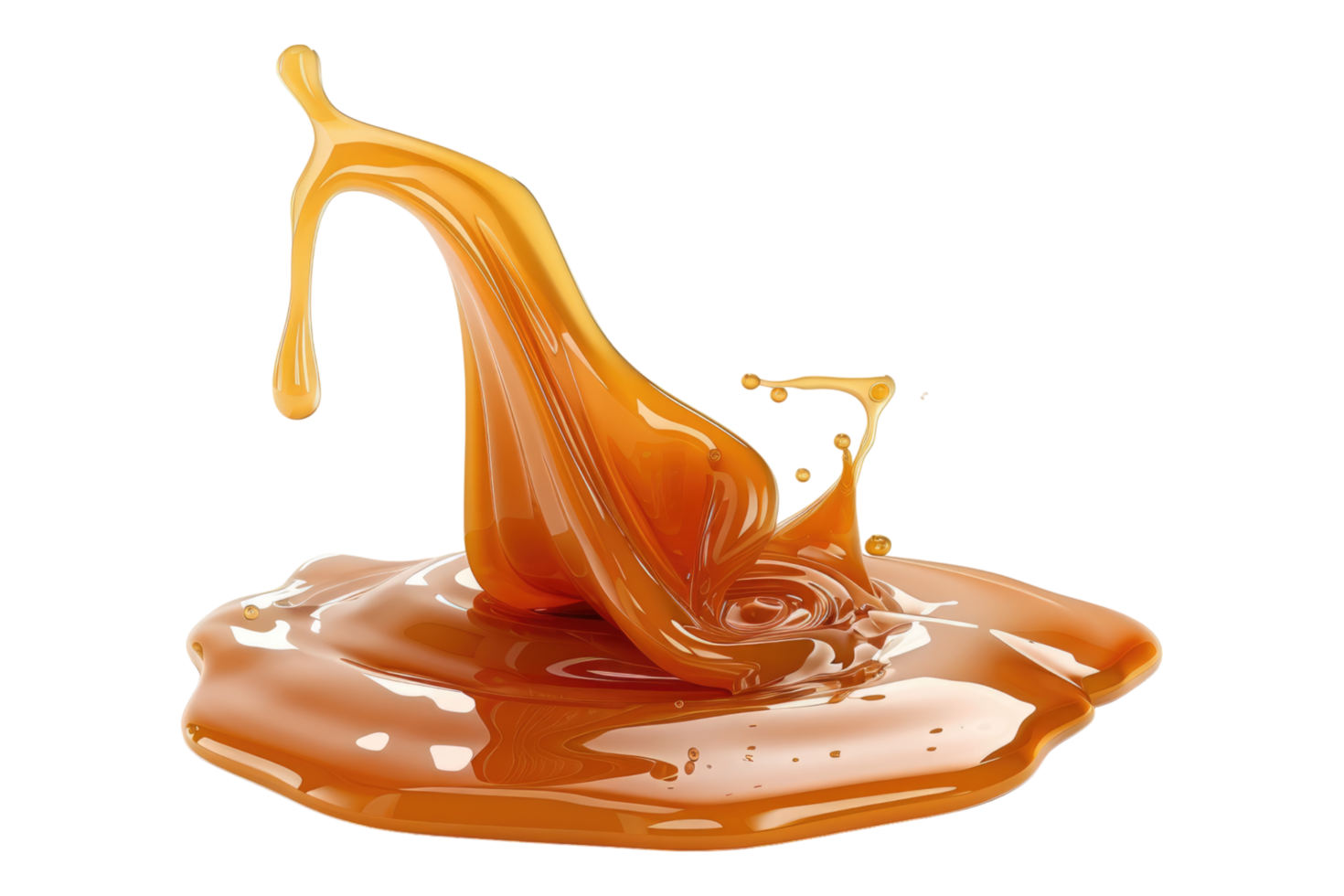 Caramel liquid splashing on a black background png