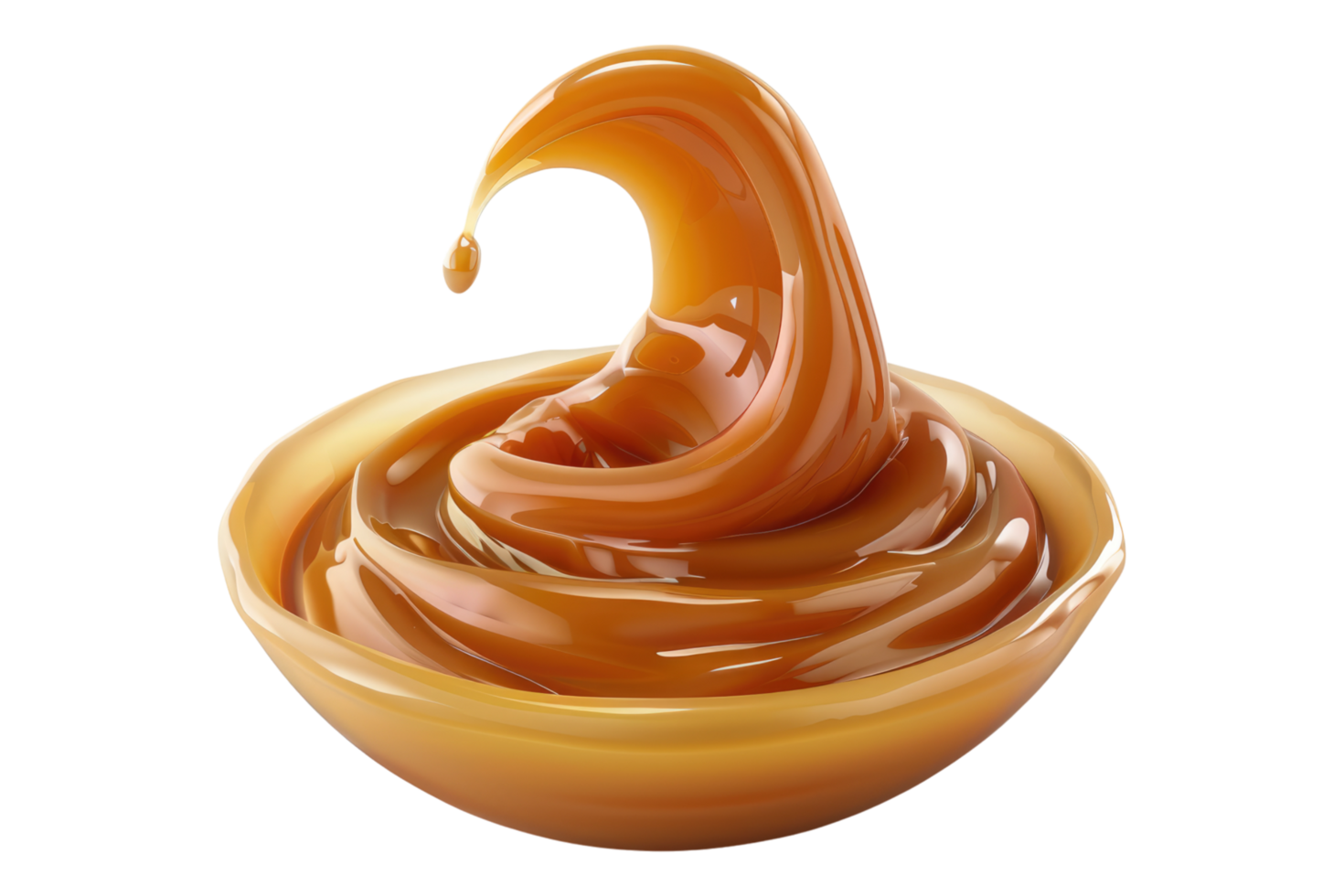 A bowl of caramel sauce on a black background png