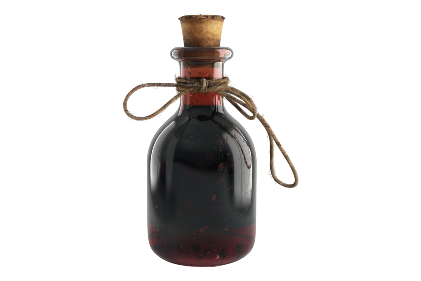 A bottle of red wine with a cork png
