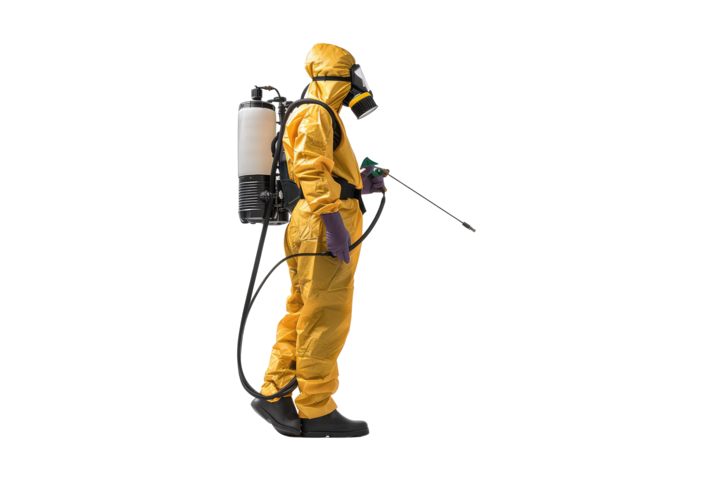 A man in a yellow suit with a sprayer png