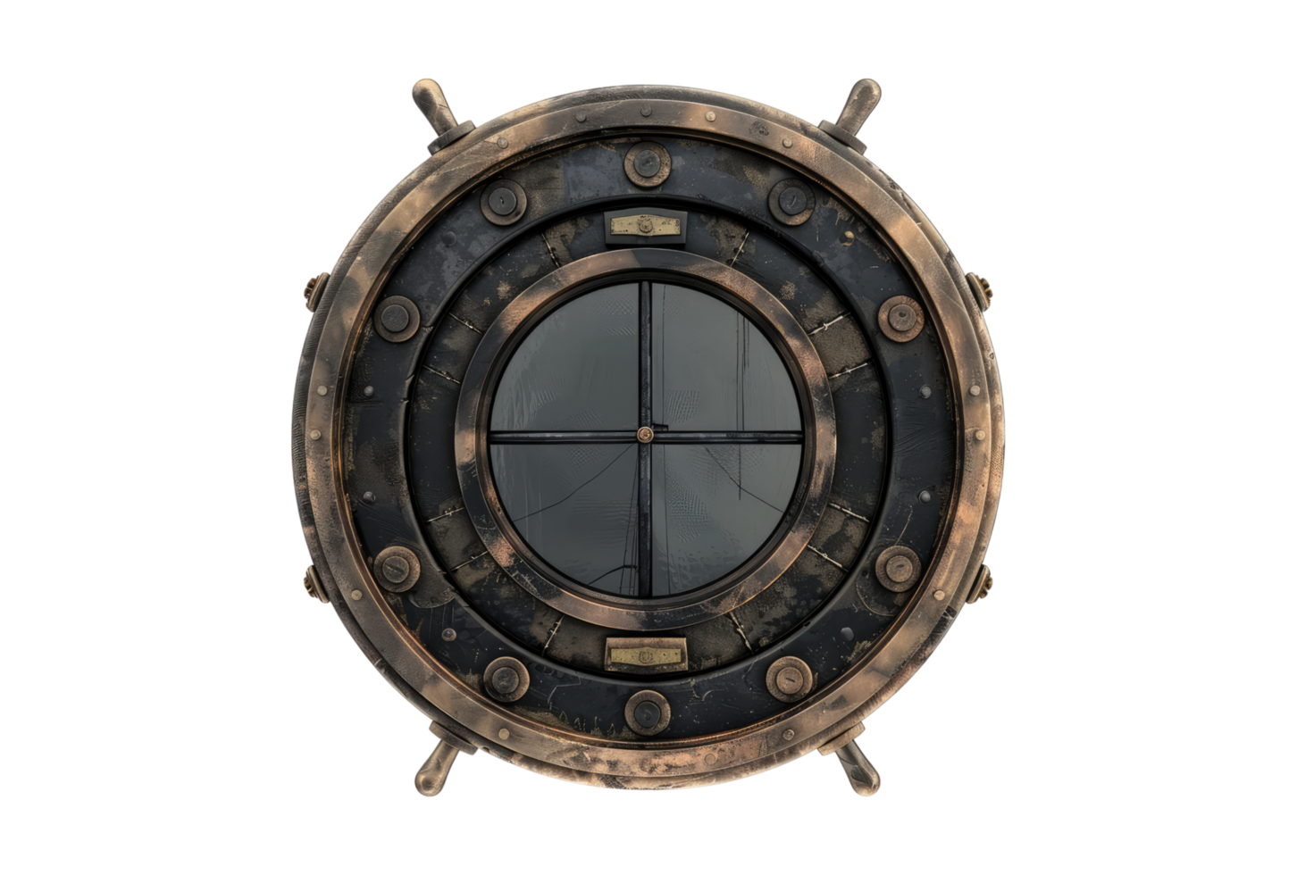 A round porthole window with a black background png
