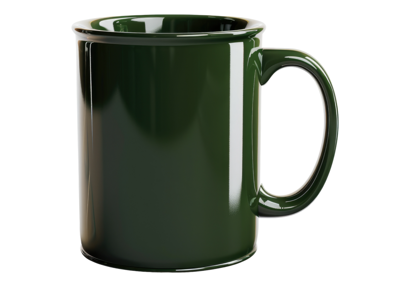 A green mug with a black background png