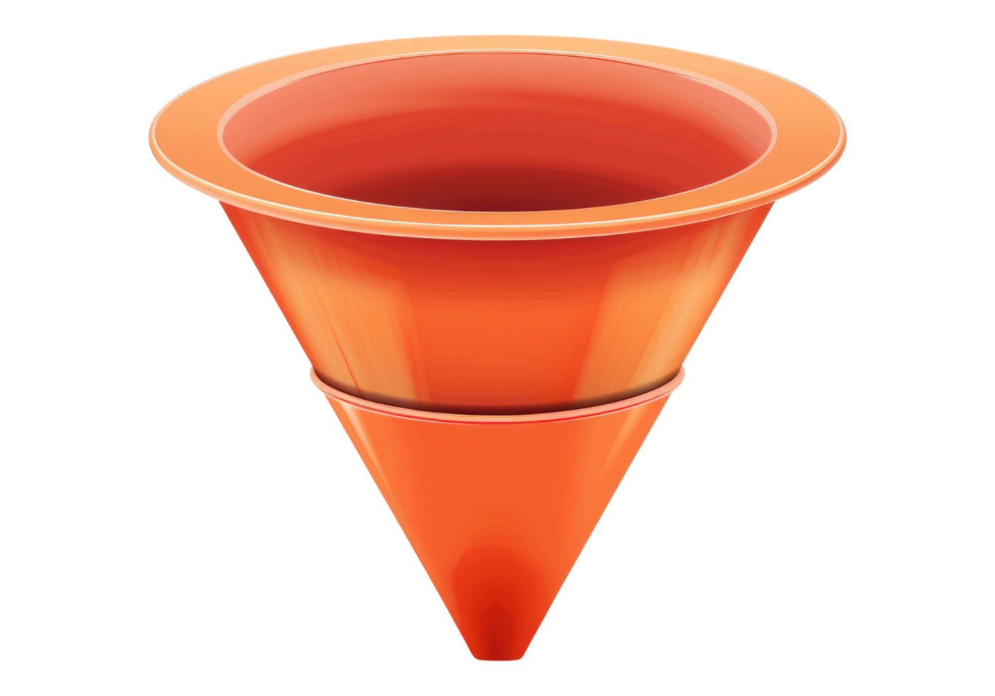 An orange cone with a black background png
