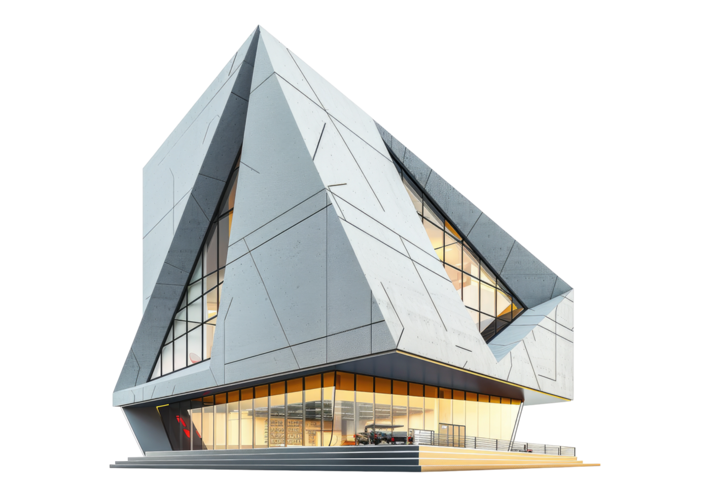 A futuristic building with a triangular shape png