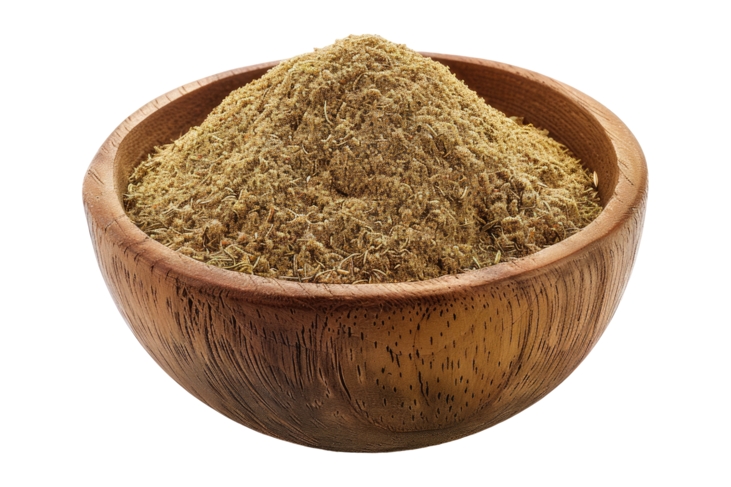 A wooden bowl filled with brown powder png