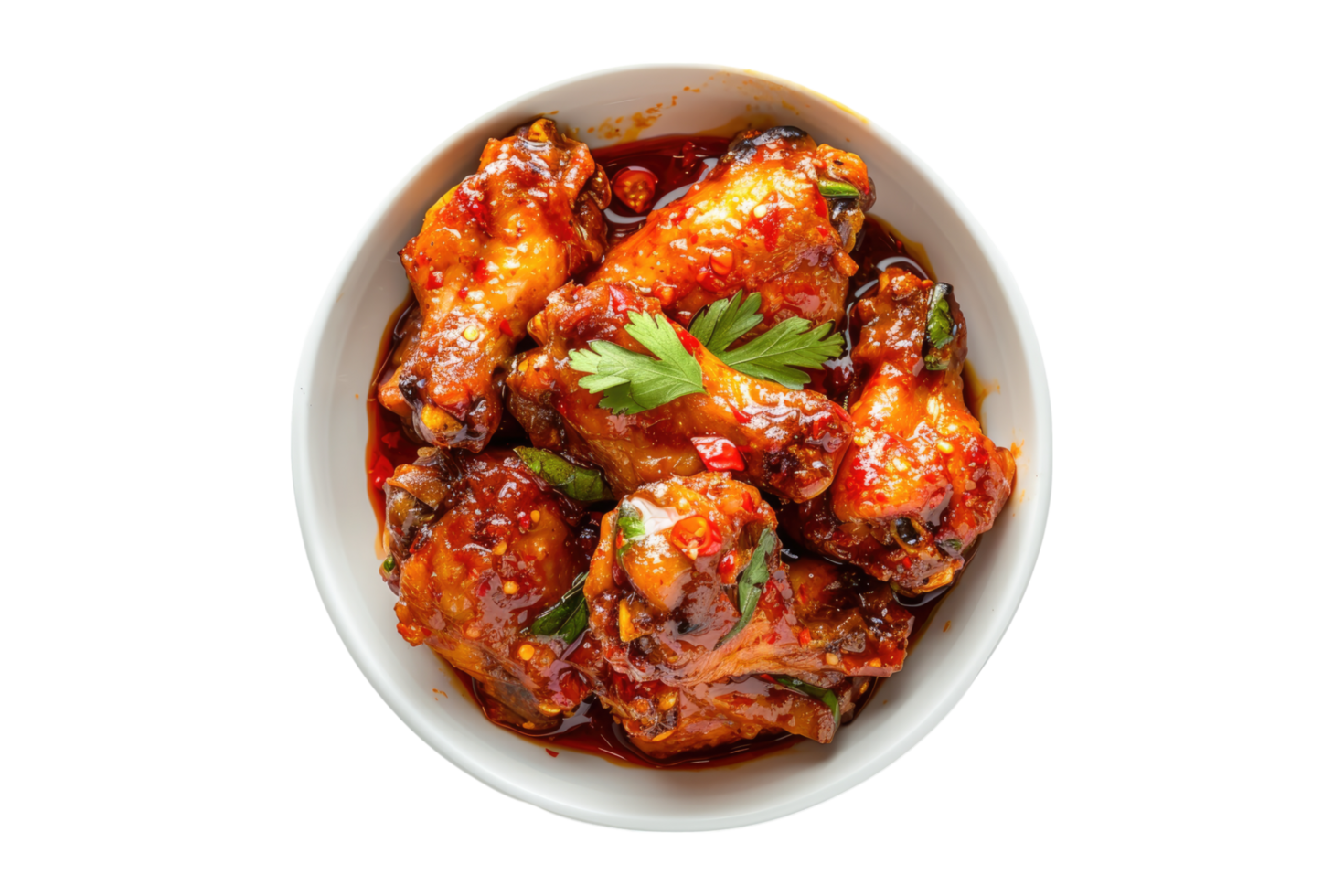 Chicken wings in a white bowl on a black background png