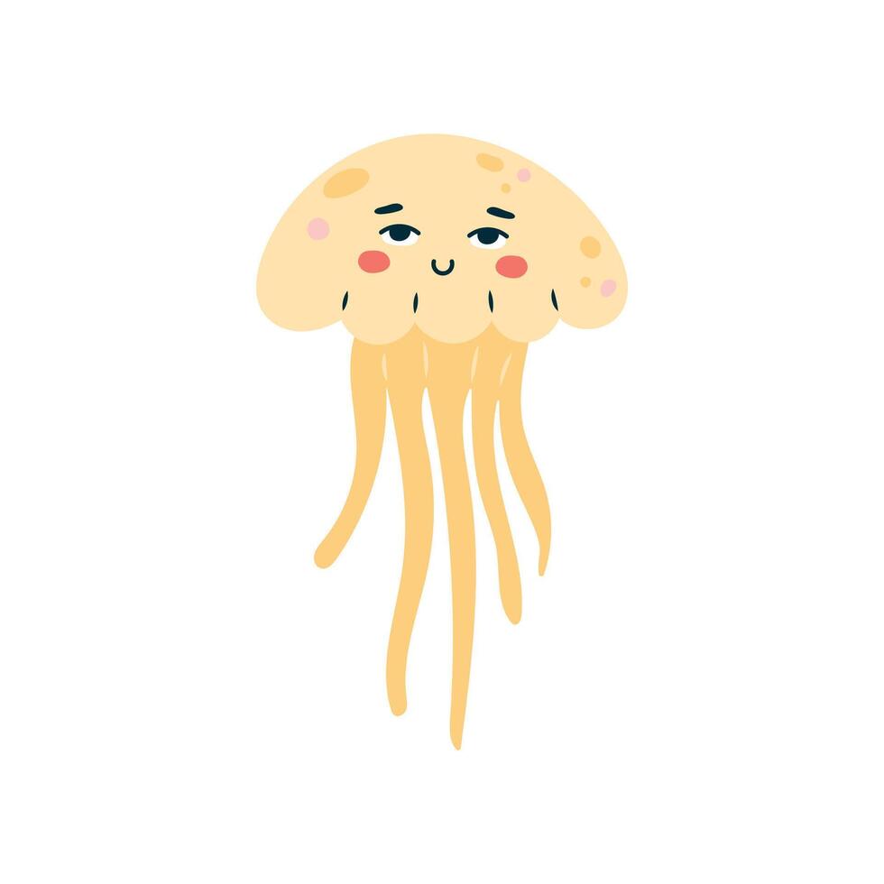 Cute jellyfish on a white background. Character in children's style. Isolated illustration. vector