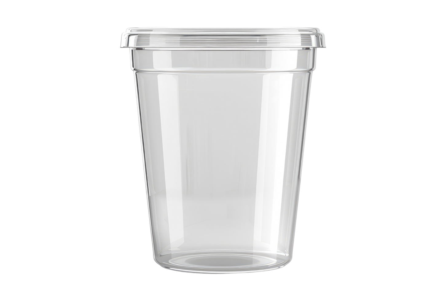 A clear plastic cup with a lid on a black background png
