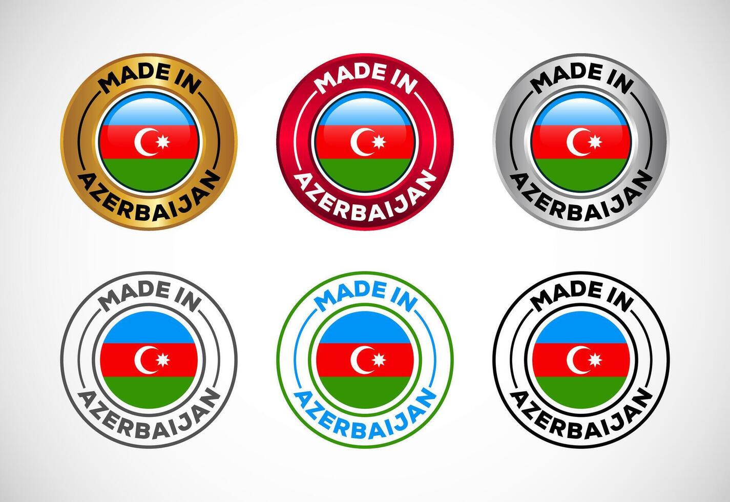 Made in Azerbaijan label icon with flag. Icon set for business, badge, seal, sticker, logo, and symbol vector