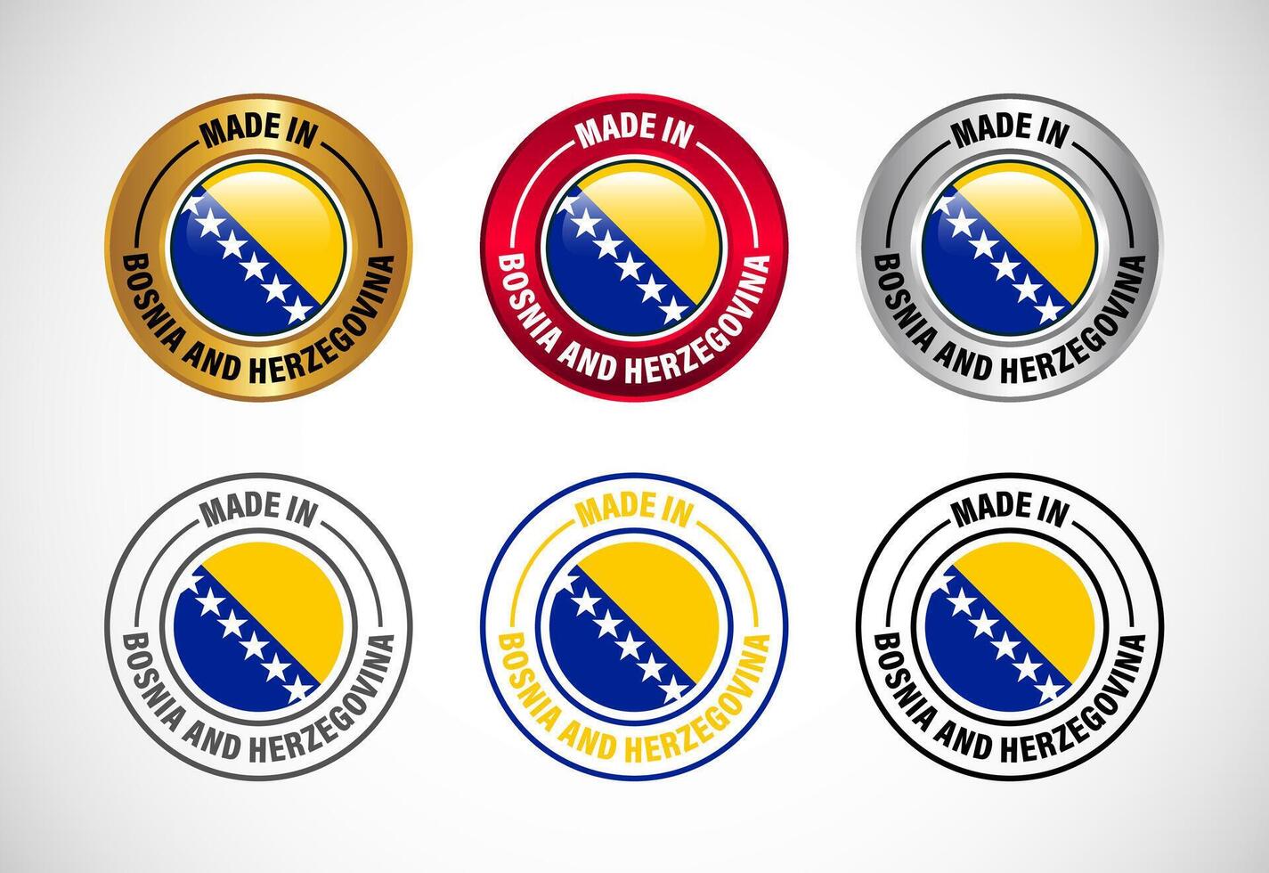 Made in Bosnia and Herzegovina label icon with flag. Icon set for business, badge, seal, sticker, logo, and symbol vector