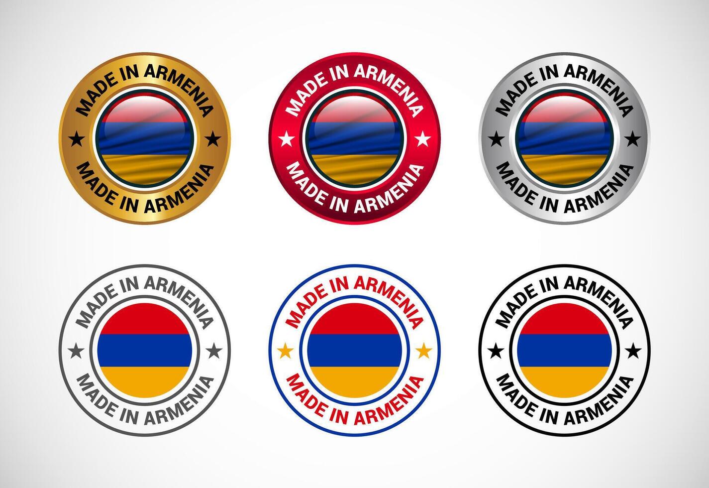 Made in Armenia label icon with flag. Icon set for business, badge, seal, sticker, logo, and symbol vector